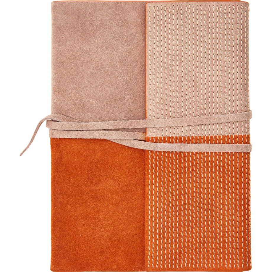 Terracotta Suede Block Design Journal with Stitch Detail