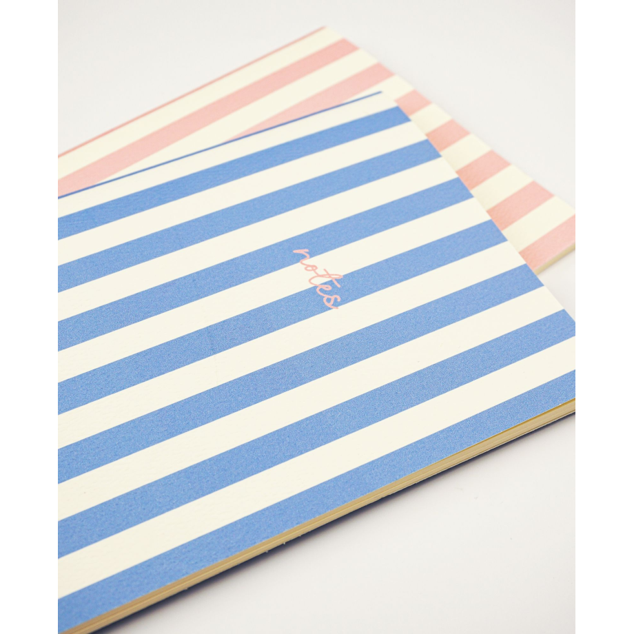 Handmade Striped Notebook 2PK Blue/Pink