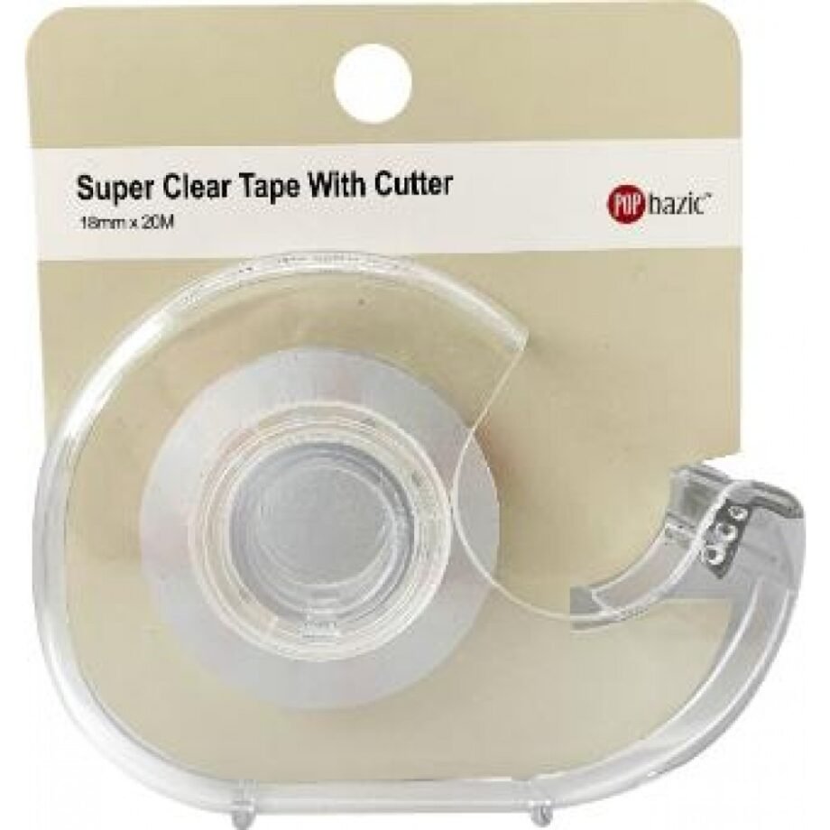 POP BAZIC SUPER CLEAR TAPE WITH DISPENSER